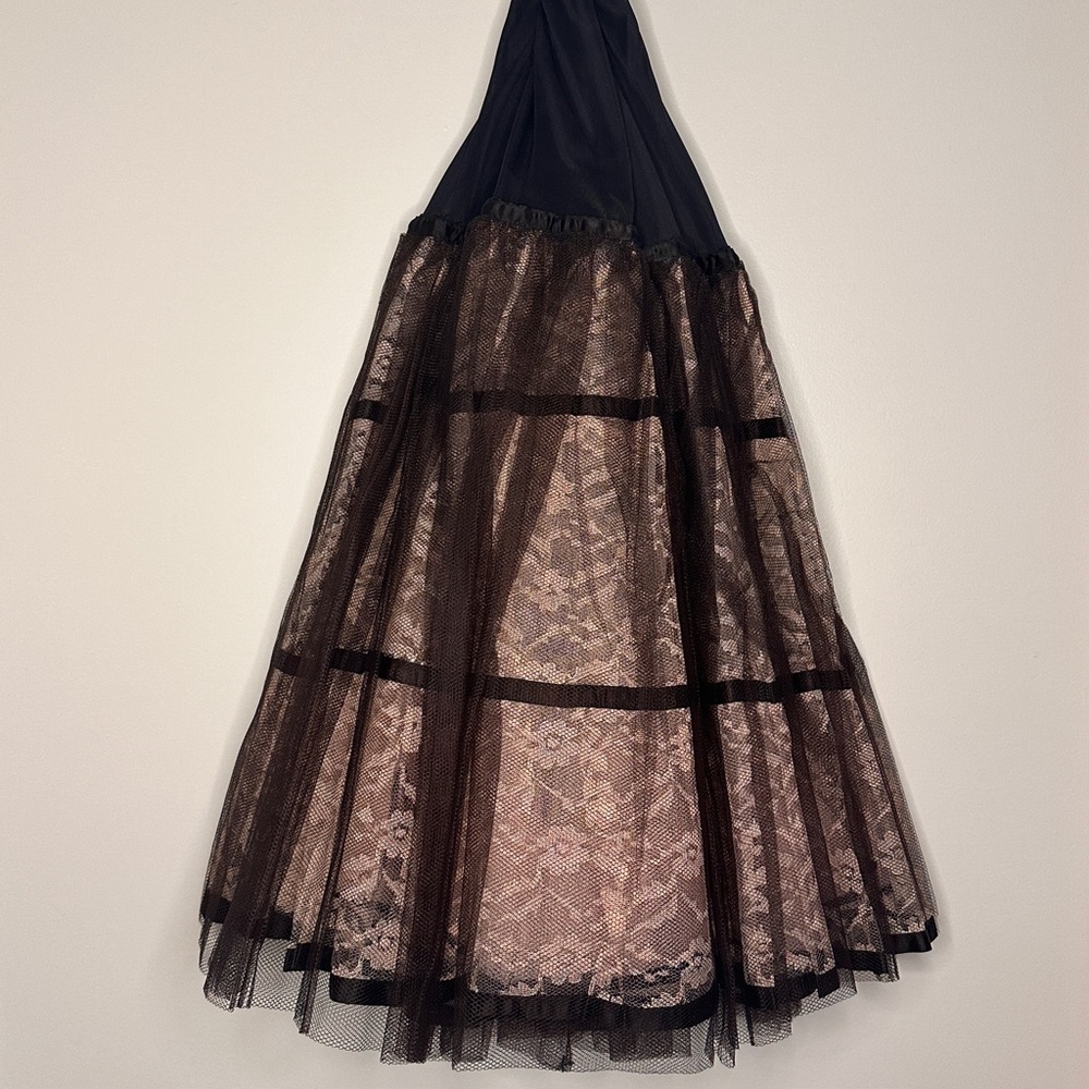 Vintage Pink and Black Petticoat with Zipper Case